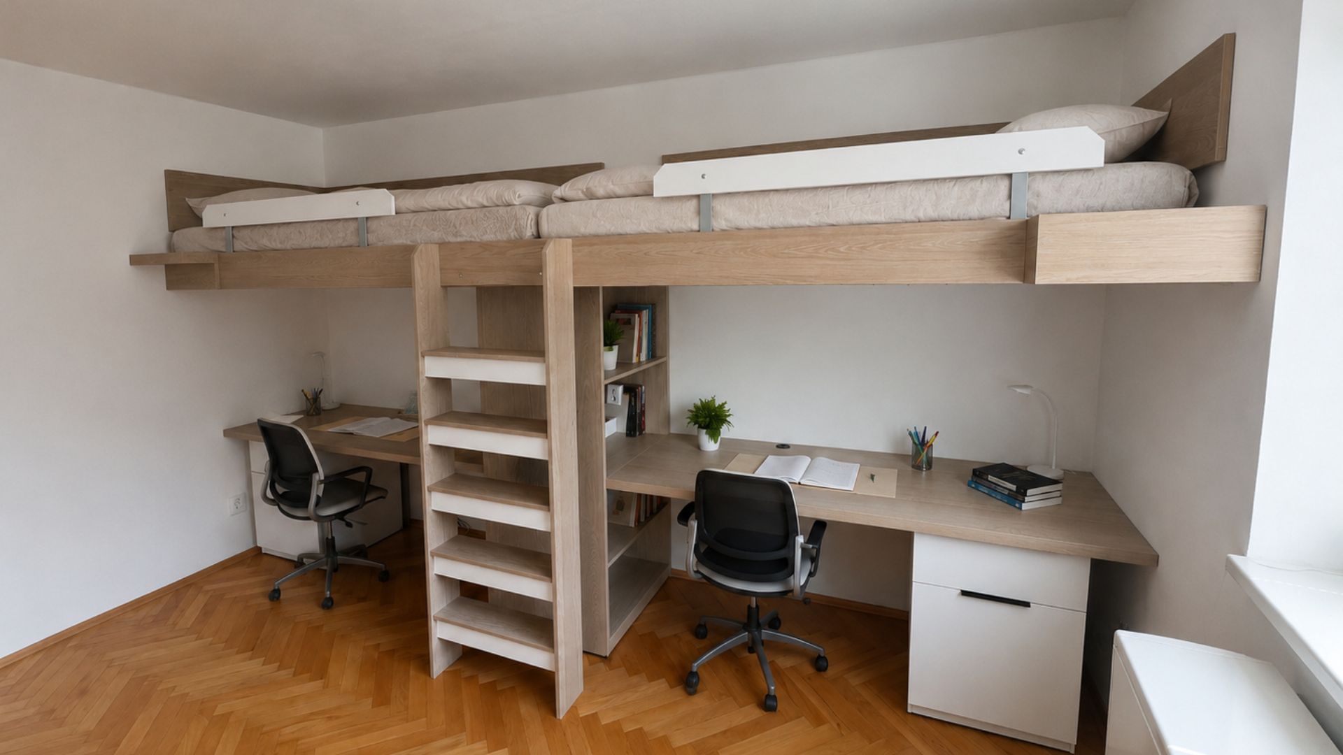 realizace-patrove-postele-s-psacimi-stoly-pod